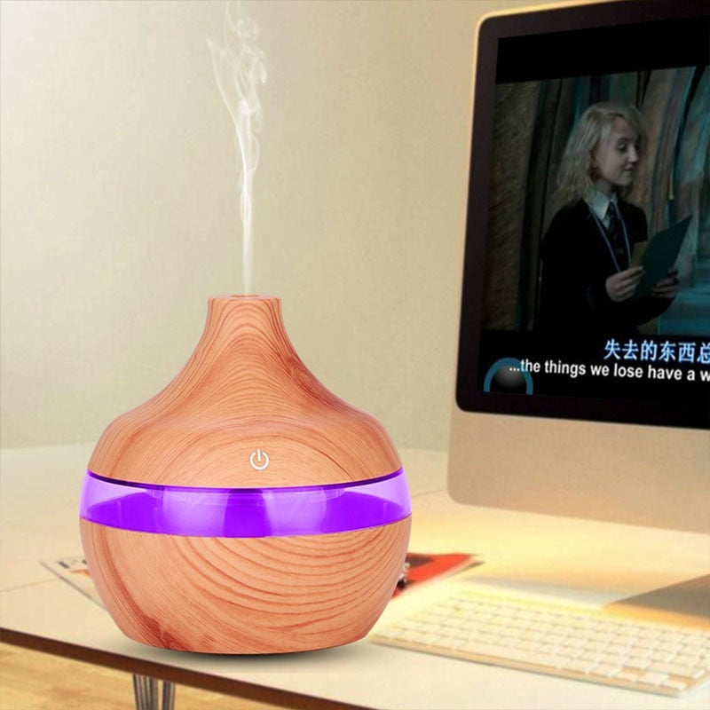 Wood Grain Humidifier Aroma Diffuser Atomizer USB Household