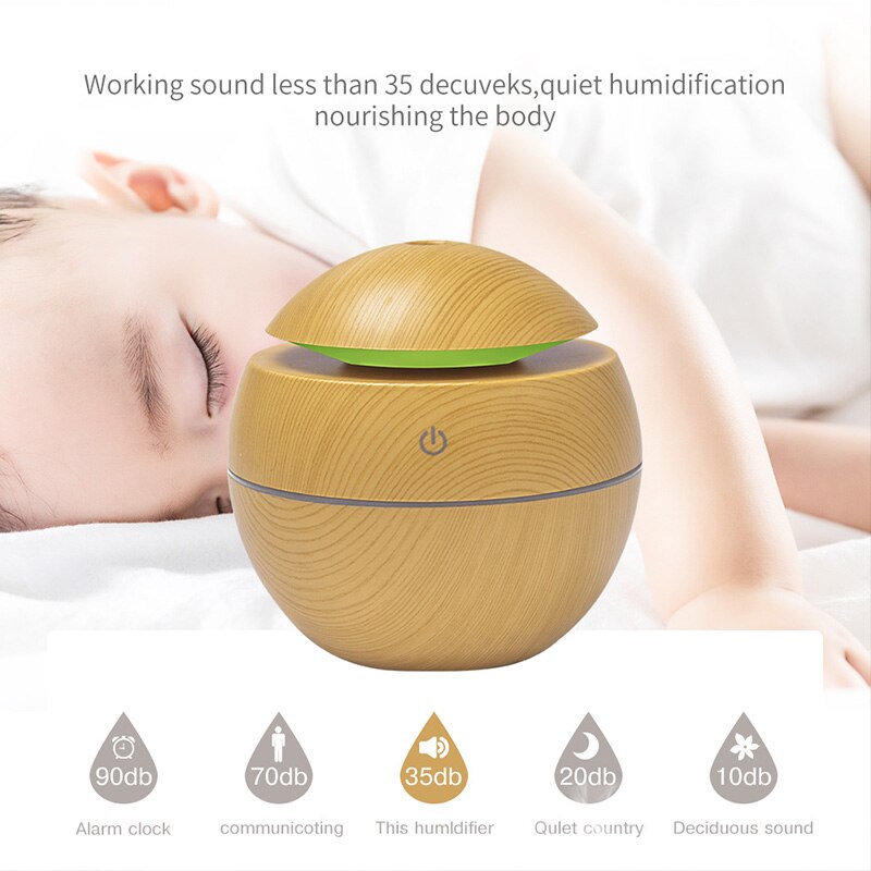 Home Wood Grain Air Humidifier Purifier Aroma Diffuser USB Ultrasonic