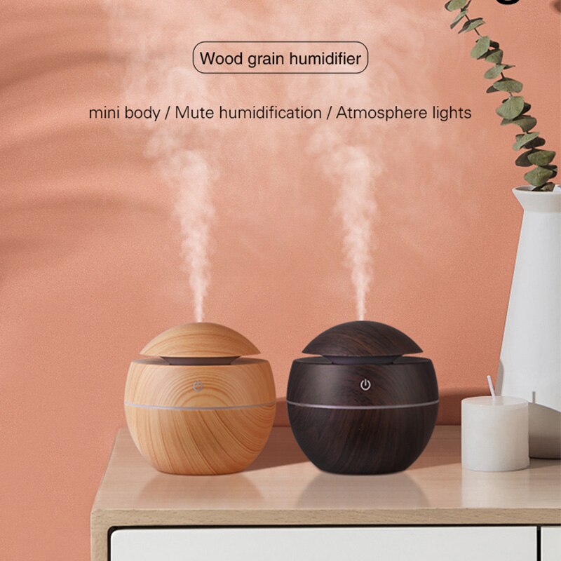 Home Wood Grain Air Humidifier Purifier Aroma Diffuser USB Ultrasonic