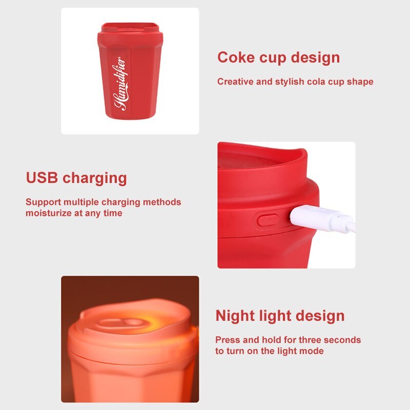 Coke Cup Humidifier Car Home USB Aroma Diffuser